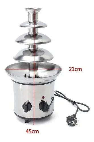 CASCADA FUENTE CHOCOLATE FONDUE 4 NIVELES ACERO INOXIDABLE