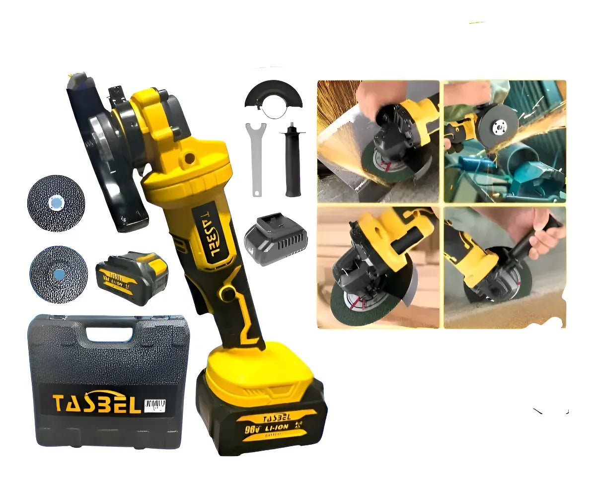 ESMERIL ANGULAR RECARGABLE 98V TASBEL CON 2 BATERÍAS + CARGADOR