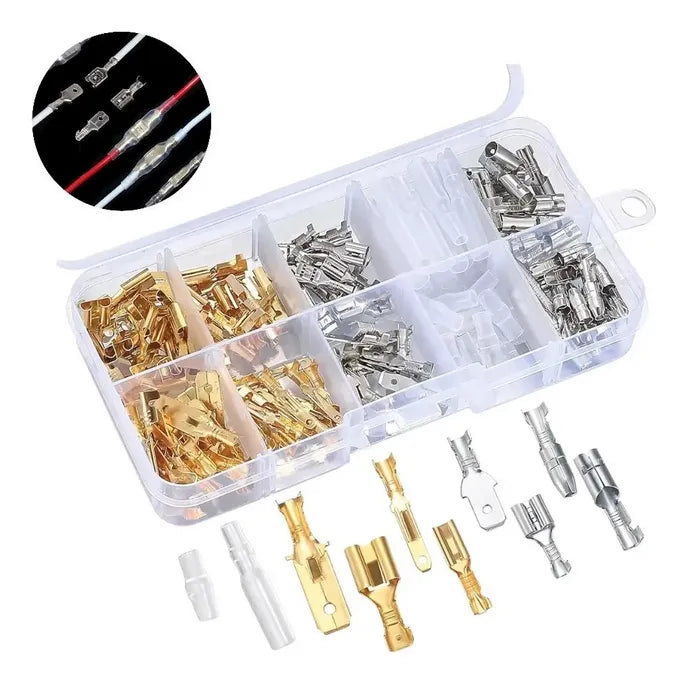 KIT TERMINALES ELÉCTRICOS FASTON 150 PIEZAS CON CAJA ORGANIZADORA
