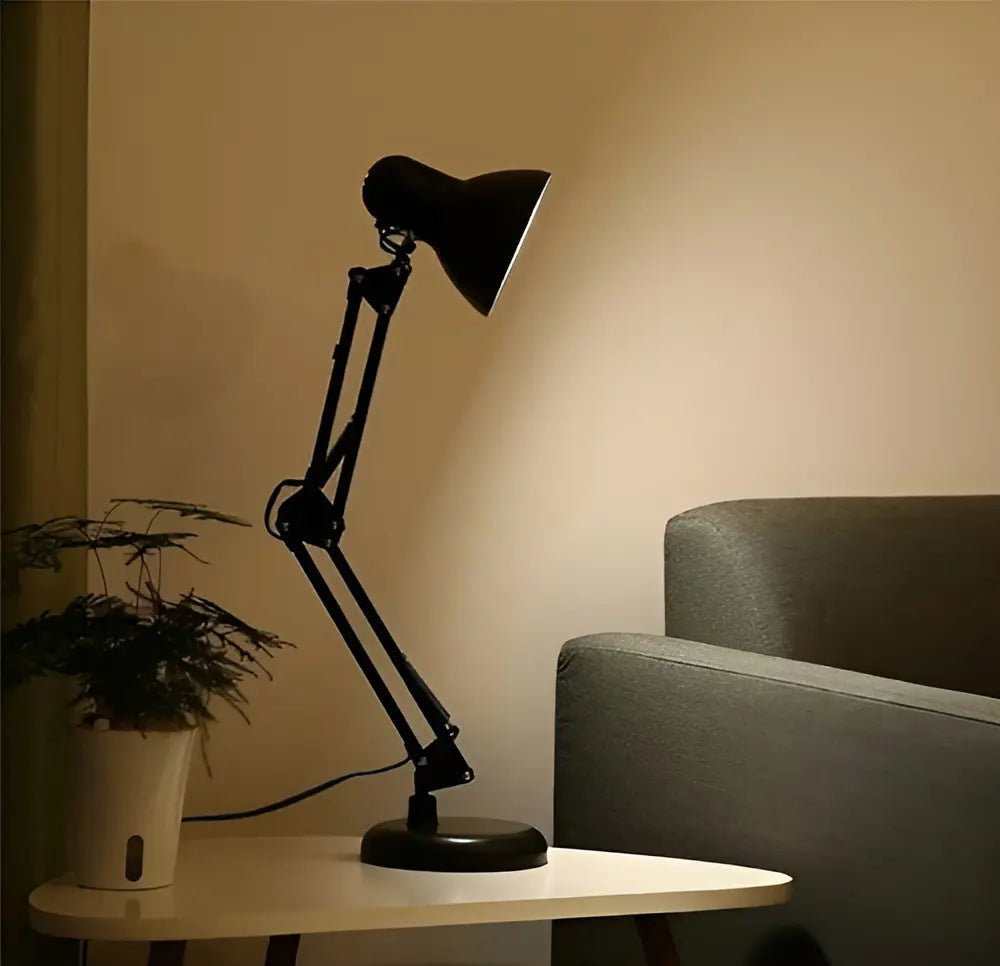 LÁMPARA FLEXIBLE DE ESCRITORIO PARA ESTUDIO Y DIBUJO CON CLIP -NEGRA
