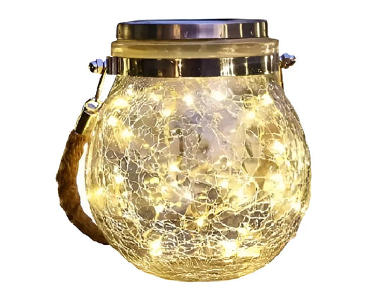 LÁMPARA SOLAR DECORATIVA LED TIPO FRASCO DE VIDRIO- LUZ CÁLIDA