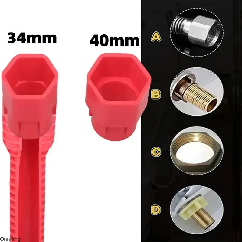 LLAVE AJUSTABLE GASFITERÍA MULTIUSO FLEXIBLE DESAGUE COCINA ROJA