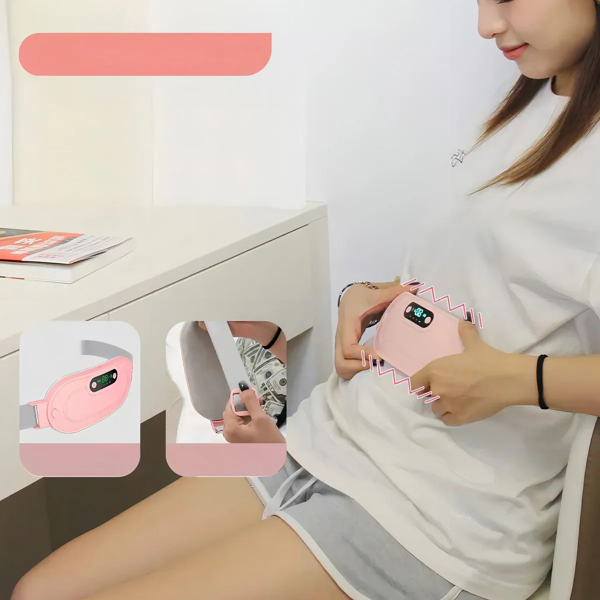 CINTURÓN PARA CÓLICOS MENSTRUALES CON CALOR Y MASAJE