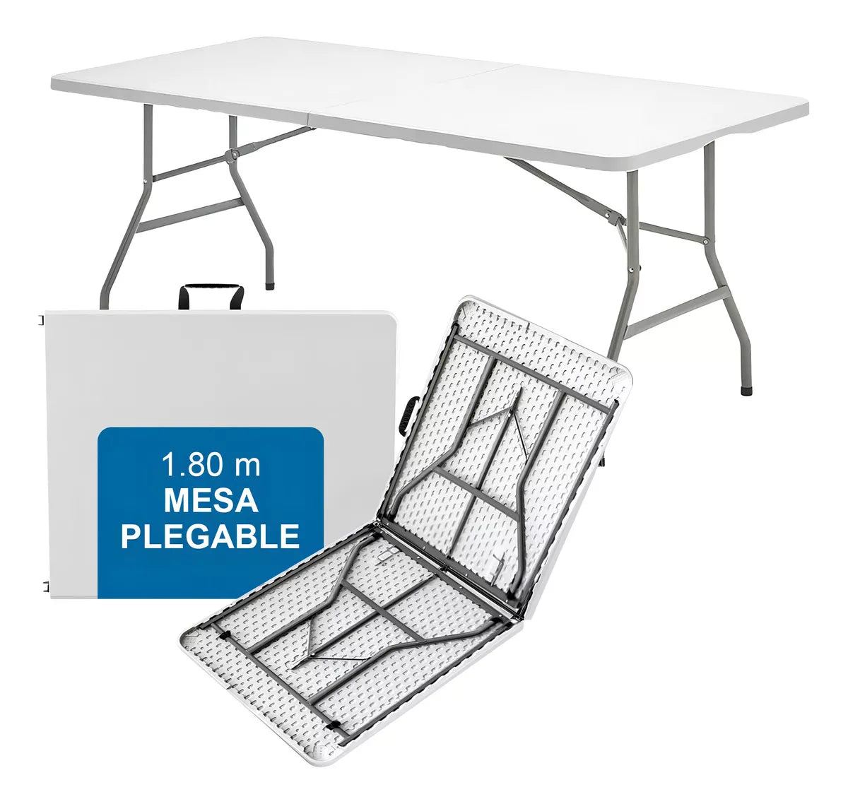 Mesa Plegable Blanca Oferta Portatil Camping 180x60cm