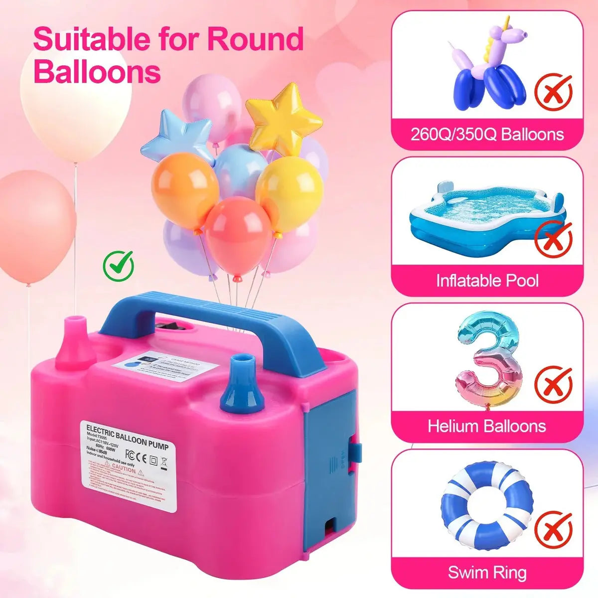 INFLADOR DE GLOBOS ELÉCTRICO PARA FIESTAS Y CUMPLEAÑOS