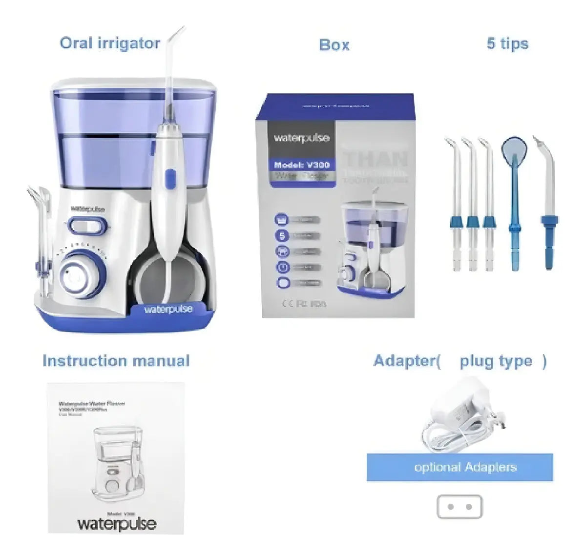 LIMPIADOR DENTAL 800ML V300 BLANCO/AZUL IRRIGADOR ORAL