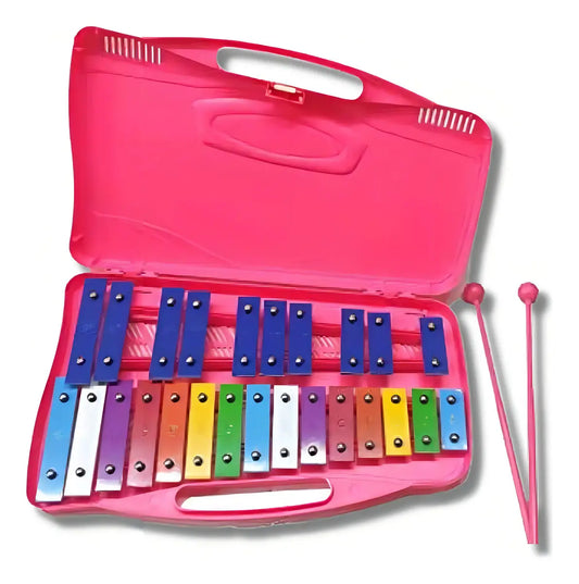 METALÓFONO CROMÁTICO 25 NOTAS ROSA PARA NIÑOS CON ESTUCHE