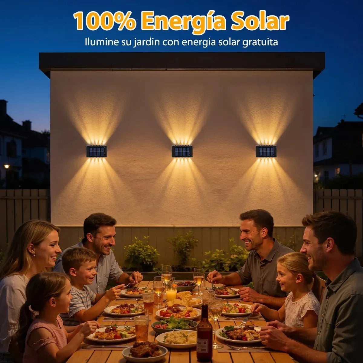 KIT 4 LUCES SOLARES LED EXTERIOR PARA JARDÍN /ESCALERAS/MUROS LUZ CÁLIDA -NEGRO