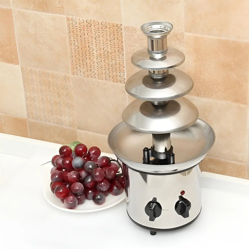 CASCADA FUENTE CHOCOLATE FONDUE 4 NIVELES ACERO INOXIDABLE