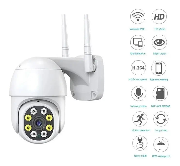 CÁMARA IP WIFI 1080HD IMPERMEABLE CON VISIÓN NOCTURNA