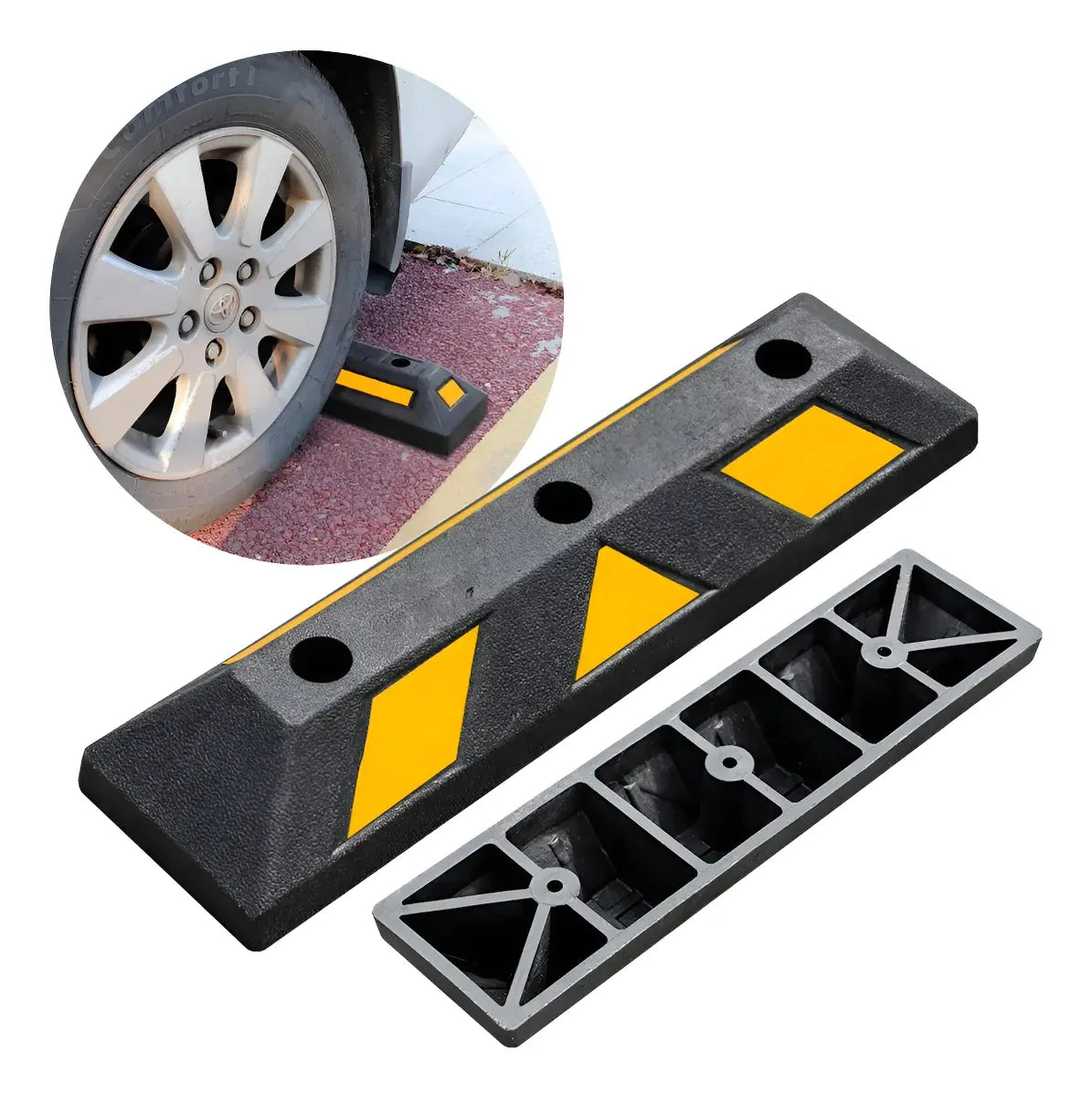 TOPE DE ESTACIONAMIENTO 60X15X10CM NEGRO/AMARILLO PARKING