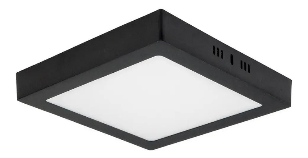 FOCO LED NEGRO 18W PLAFÓN CUADRADO SOBREPUESTO 22X22 CM LUZ FRÍA 220V