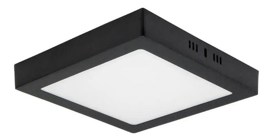 FOCO LED NEGRO 18W PLAFÓN CUADRADO SOBREPUESTO 22X22 CM LUZ FRÍA 220V