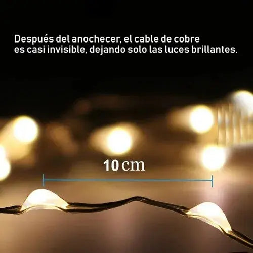 PACK X2 GUIRNALDAS SOLARES 200 LED 20M LUZ CÁLIDA EXTERIOR