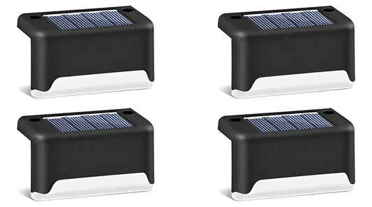 LUCES SOLARES PACK 4 LED PARA JARDÍN IP55 NEGRO - ESCALERAS Y EXTERIOR