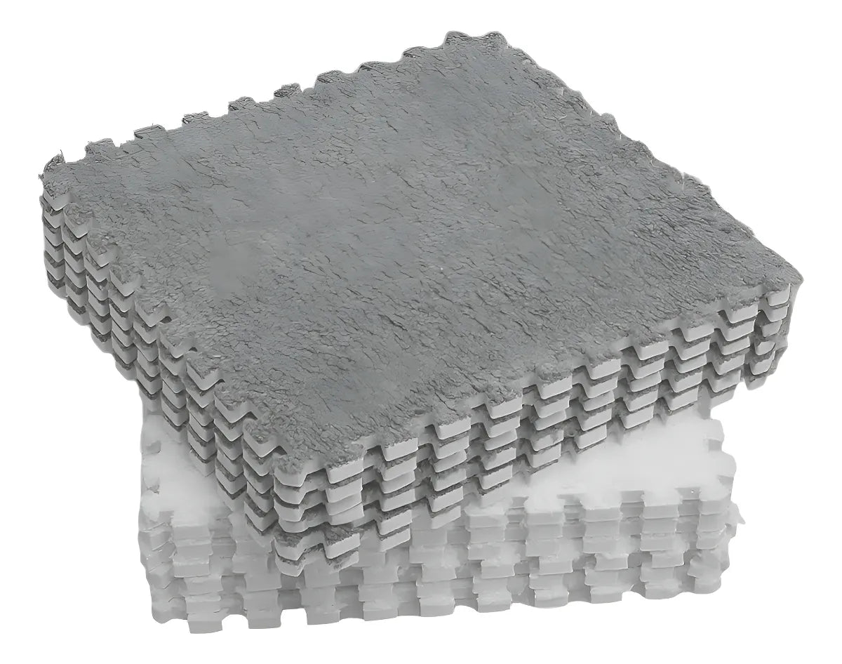 SET 10 ALFOMBRAS GOMA EVA PELUDAS 30X30CM - COLOR GRIS DECORATIVO