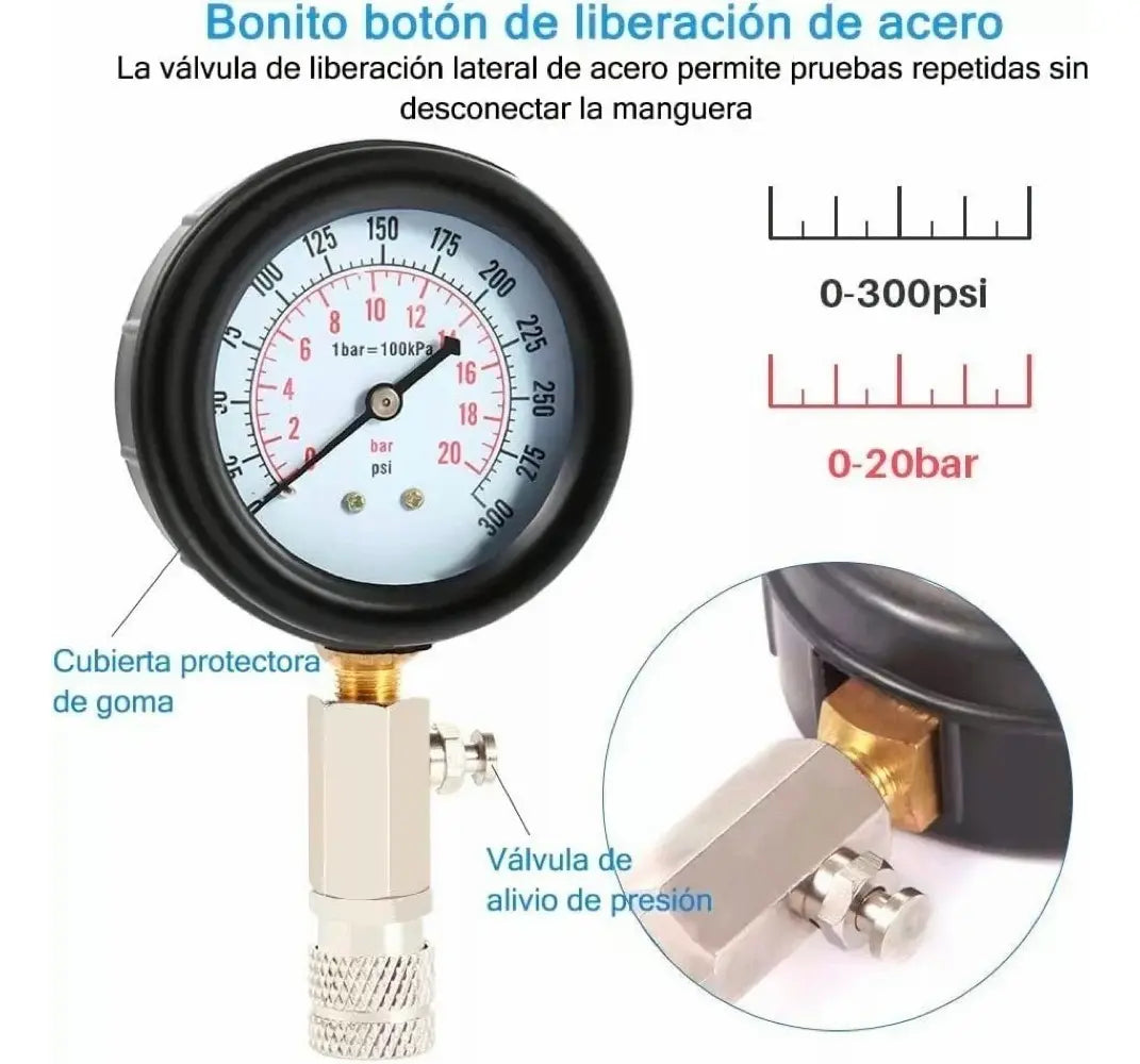 MEDIDOR DE COMPRESIÓN PARA MOTO Y AUTO (COMPRESÍMETRO)