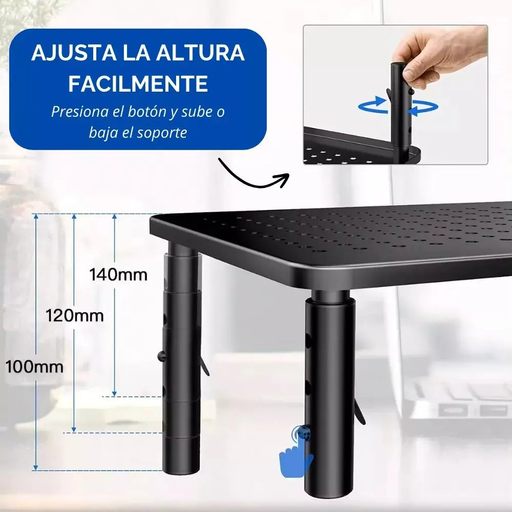 BASE SOPORTE MONITOR 3 ALTURAS AJUSTABLE PORTÁTIL PARA PC