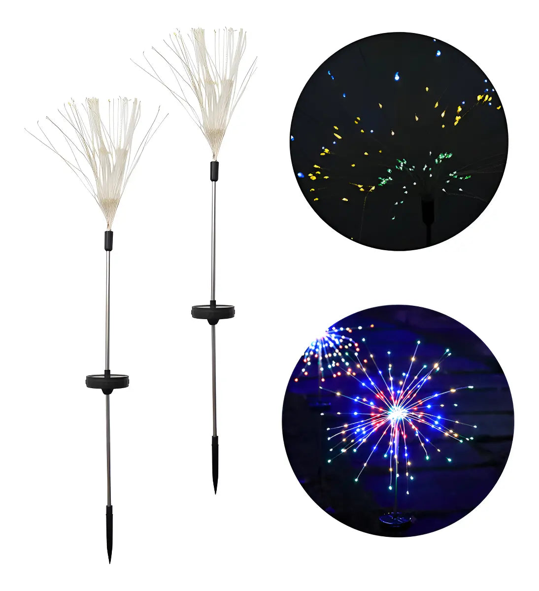 PACK X2 LUCES MICRO LED SOLAR JARDÍN FUEGO ARTIFICIAL HADAS MULTICOLOR - 200 LED 20 M C/U