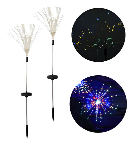 PACK X2 LUCES MICRO LED SOLAR JARDÍN FUEGO ARTIFICIAL HADAS MULTICOLOR - 200 LED 20 M C/U