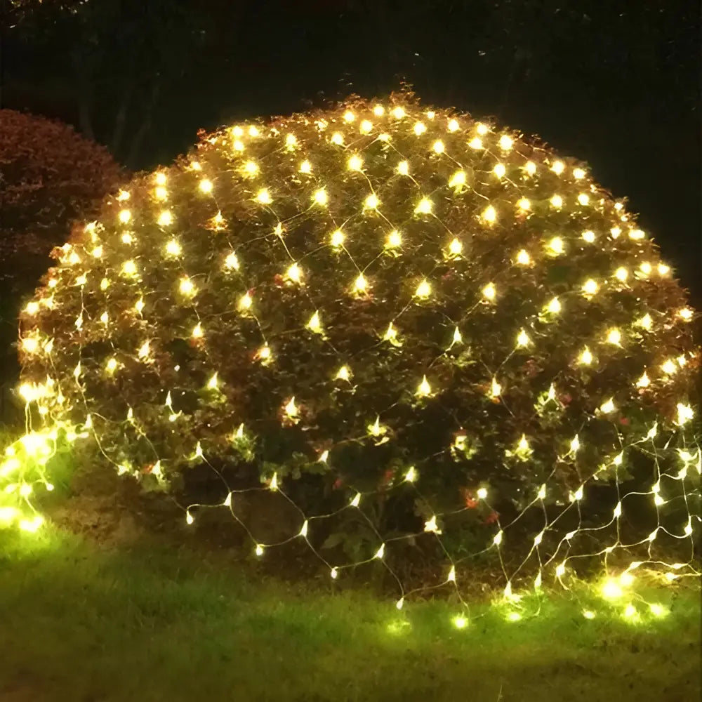 MALLA SOLAR LED LUZ CÁLIDA 3X2 METROS - RED DECORATIVA IMPERMEABLE CON ENCENDIDO AUTOMÁTICO