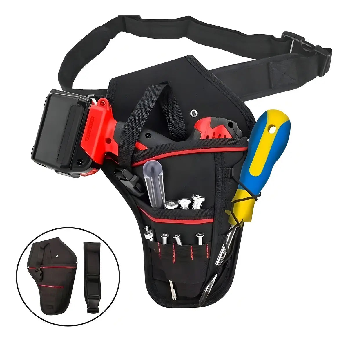 CINTURÓN PORTA HERRAMIENTAS GLO NEGRO CON BOLSILLOS CARPINTERO