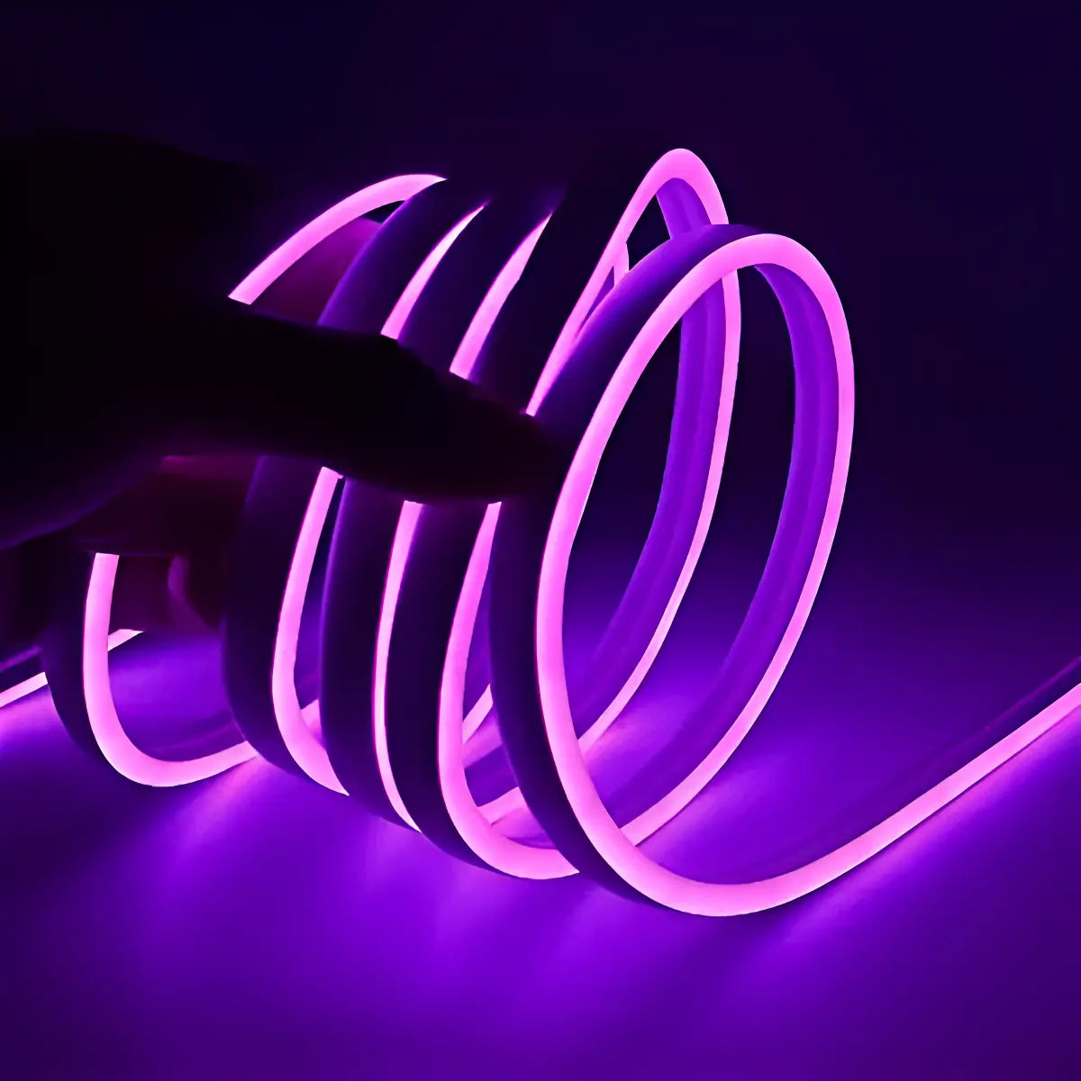 KIT MANGUERA LUZ NEÓN LED 5 METROS + FUENTE + FICHA EXTERIOR MORADO