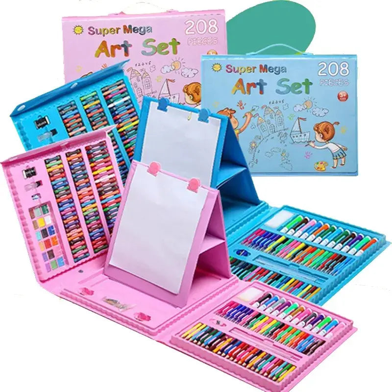 SET DE DIBUJO Y PINTURA 208 PIEZAS PORTÁTIL PARA NIÑOS