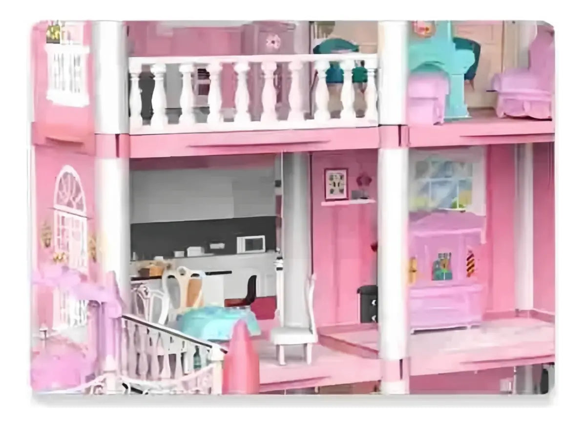 CASA DE MUÑECAS INFANTIL 60X53X52 CM CON MUEBLES- ROSADO