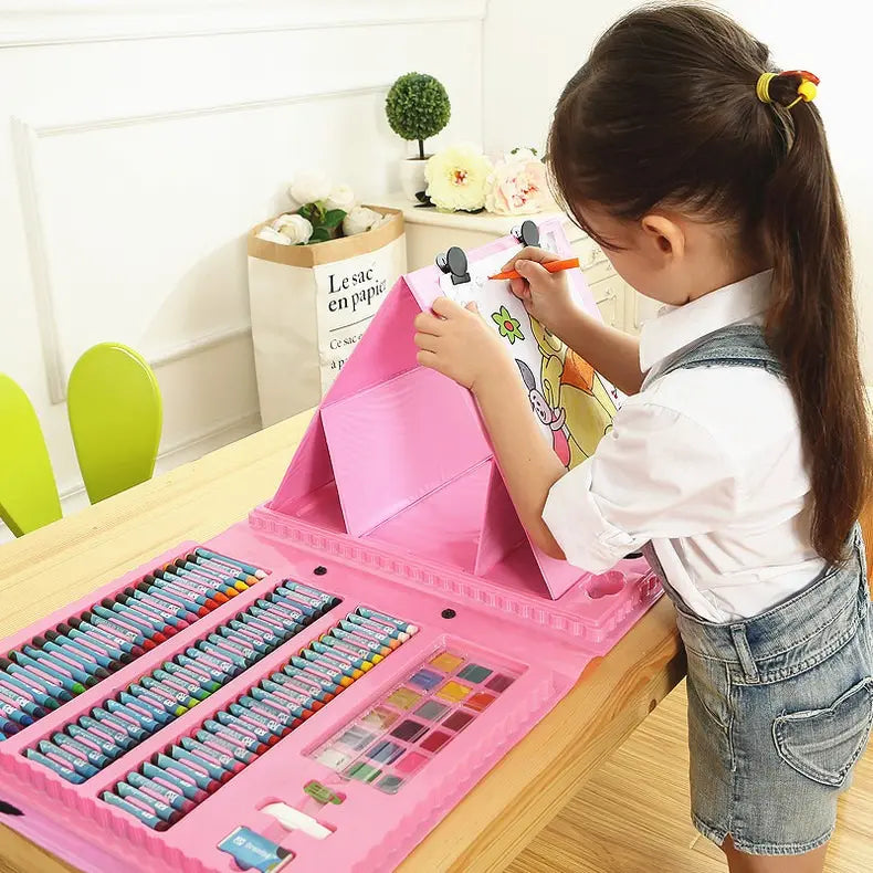 SET DE DIBUJO Y PINTURA 208 PIEZAS PORTÁTIL PARA NIÑOS