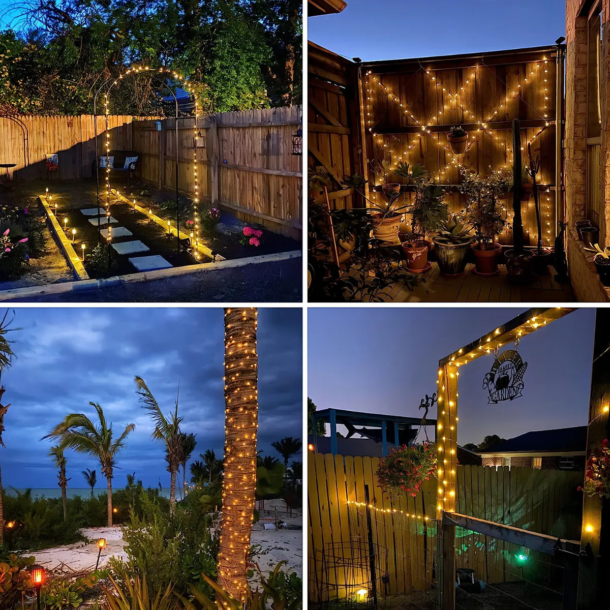 PACK X2 GUIRNALDAS SOLARES 200 LED 20M LUZ CÁLIDA EXTERIOR