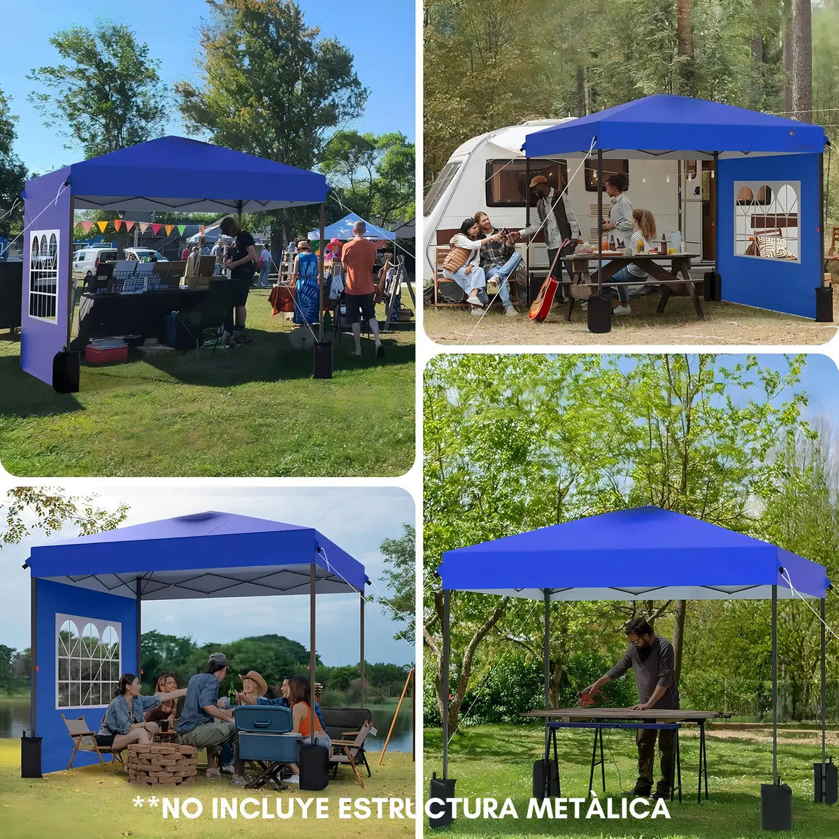 LONA CARPA REPUESTO TOLDO UV PLEGABLE 3x3 Mts COLOR AZUL