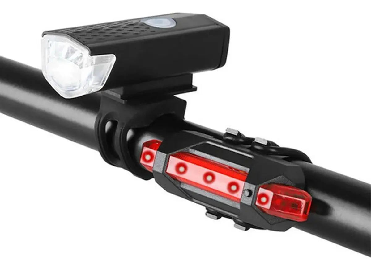 PACK 2 LUCES LED BICIBLETA USB TRASERA Y DELANTERA NORPLAT -NEGRO