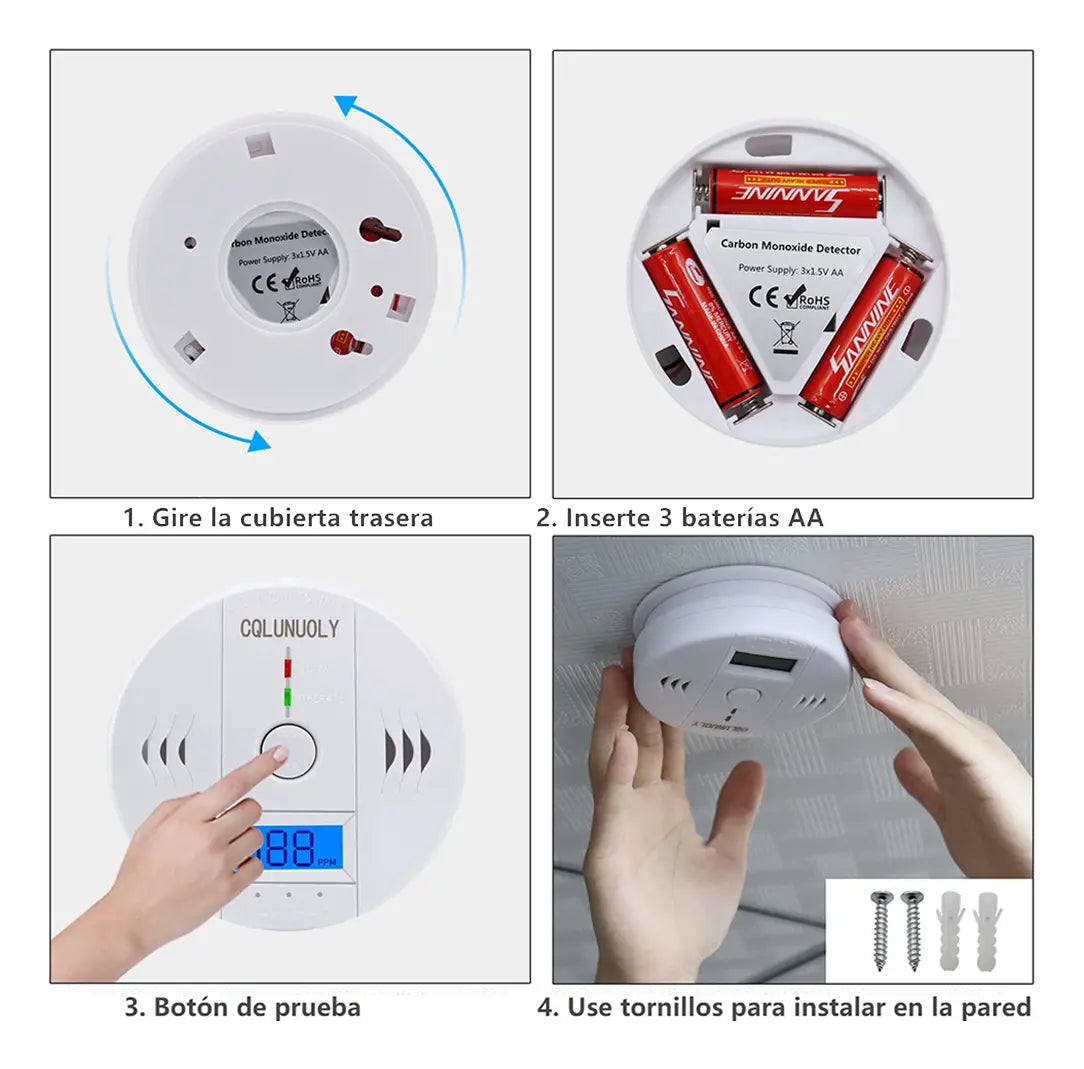 PACK X2 DETECTORES E MONÓXIDO DE CARBONO DIGITAL LCD