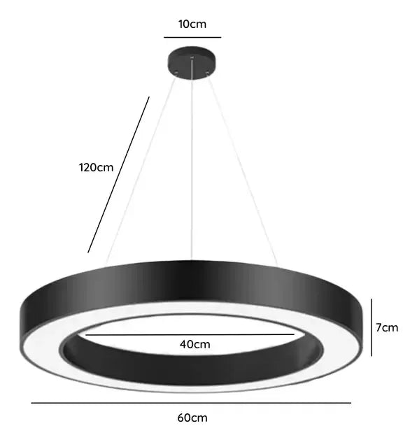 LÁMPARA LED COLGANTE REDONDA 36W MODERNA NEGRA 60CM