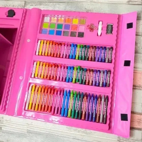 SET DE DIBUJO Y PINTURA 208 PIEZAS PORTÁTIL PARA NIÑOS