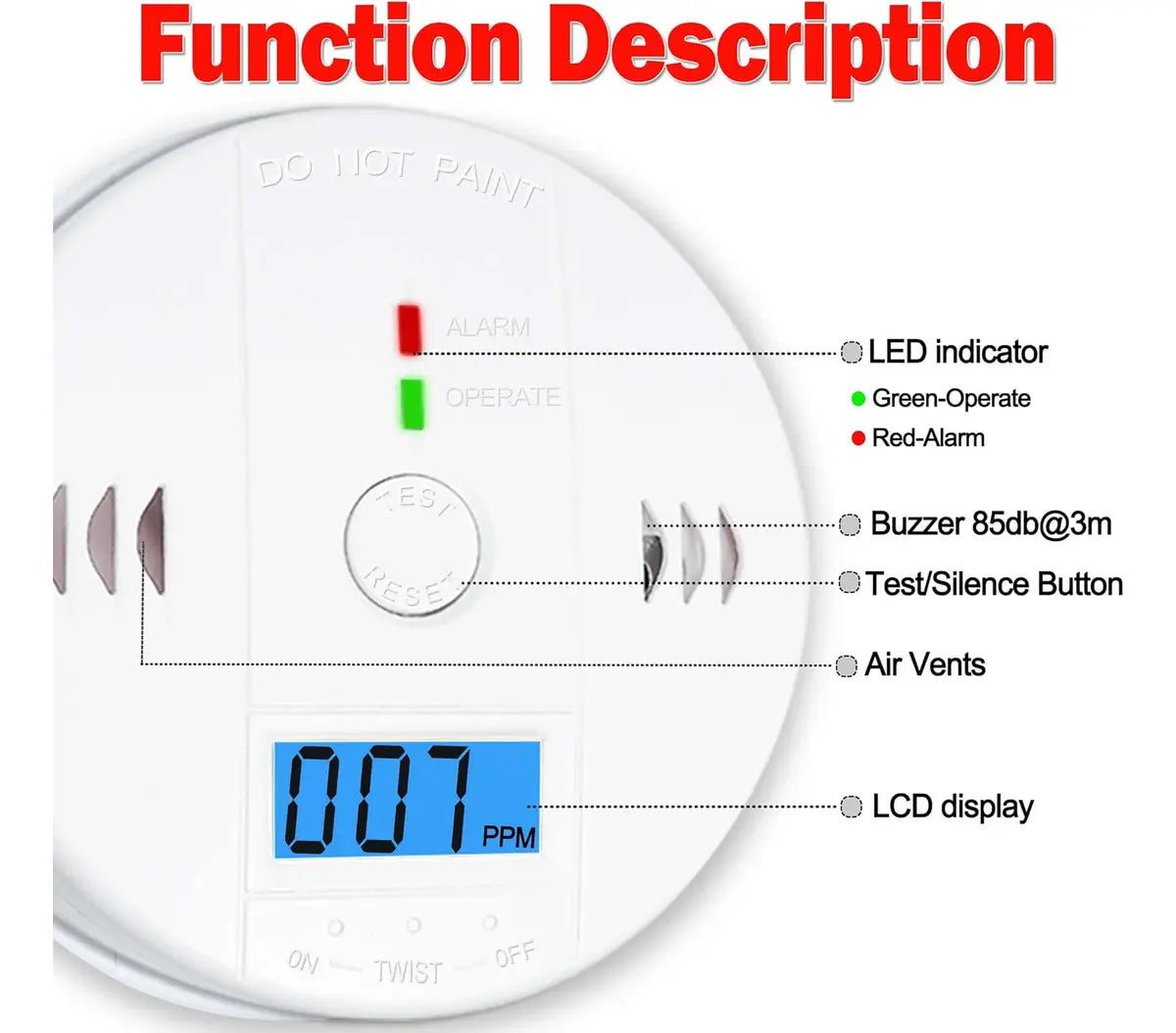 PACK X4 DETECTOR DE GASES, HUMO Y MONÓXIDO DE CARBONO - ALARMA PROTECCIÓN HOGAR