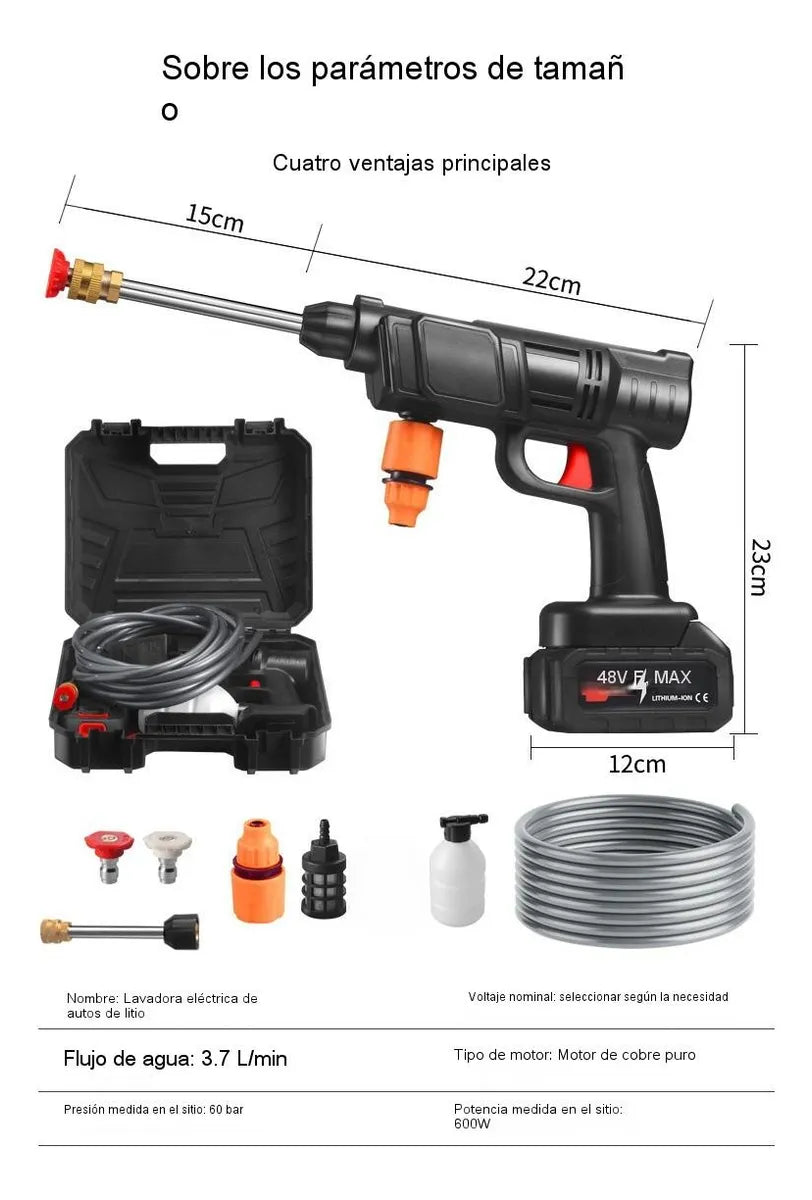 HIDROLAVADORA INALÁMBRICA ALTA PRESIÓN + 2 BATERÍAS + ACCESORIOS