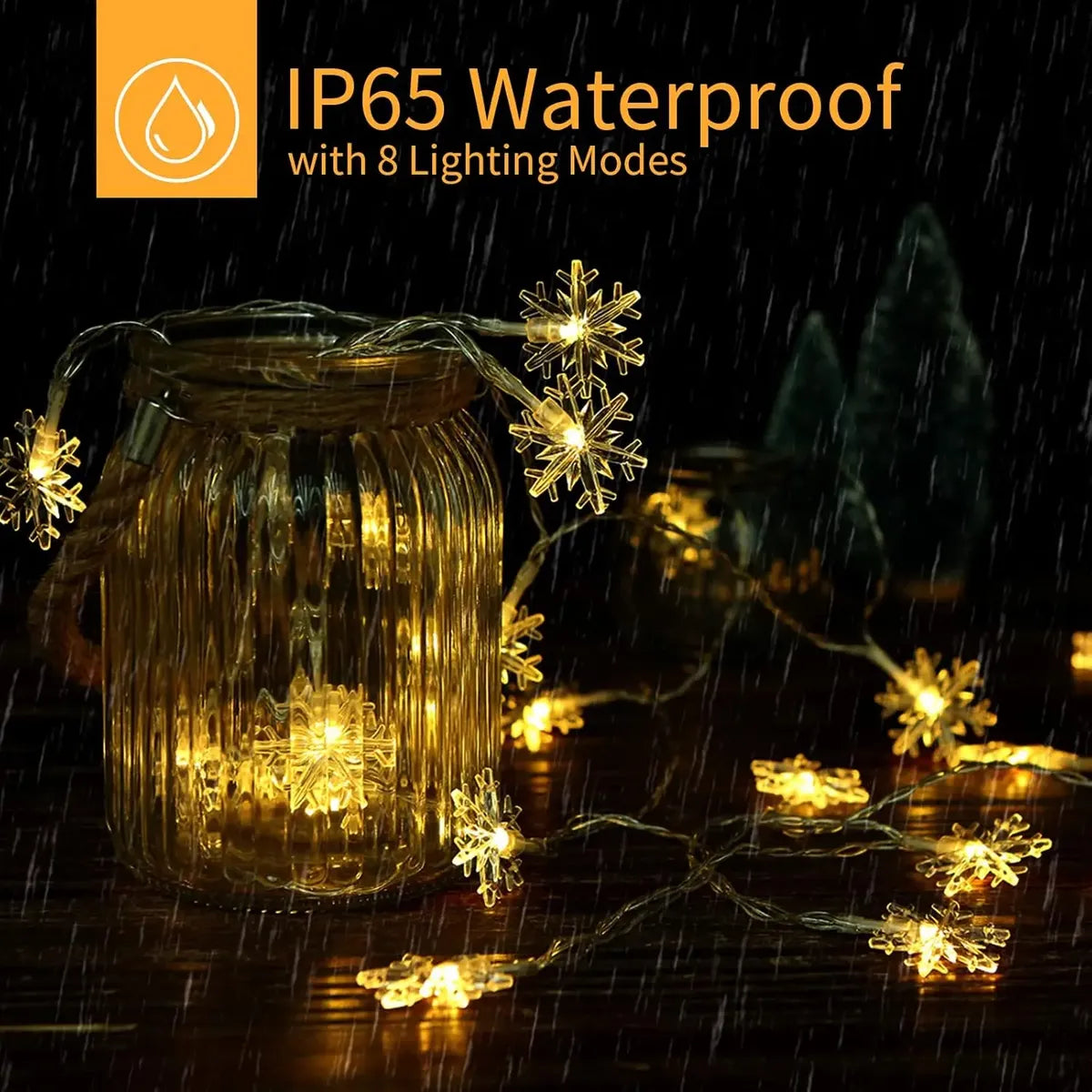 GUIRNALDA LUCES NAVIDAD SOLAR LED 20 POCOS DE NIEVE - 3 METROS