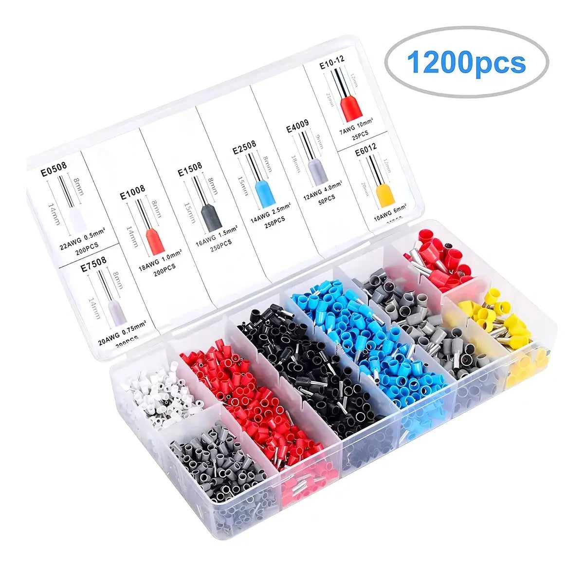 KIT DE ALICATE CRIMPADOR CON 1200 TERMINALES PARA CABLEADO ELÉCTRICO