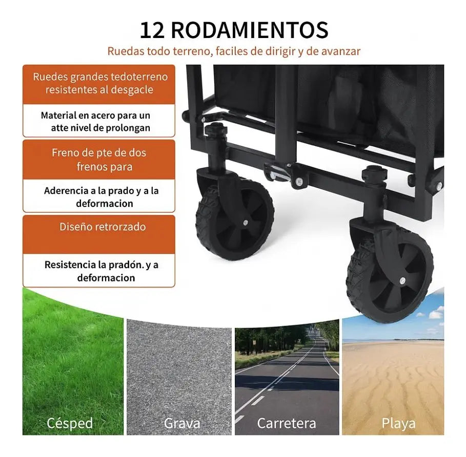 CARRITO PLEGABLE 100KG MULTIUSO CAMPING Y COMPRAS