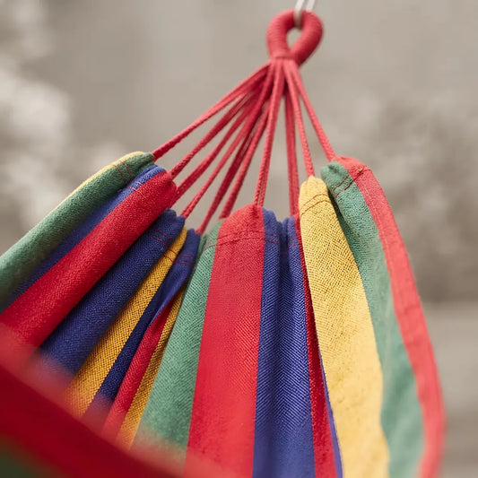 HAMACA COLGANTE MULTICOLOR 190X80CM PARA CAMPING, JARDÍN Y HOGAR