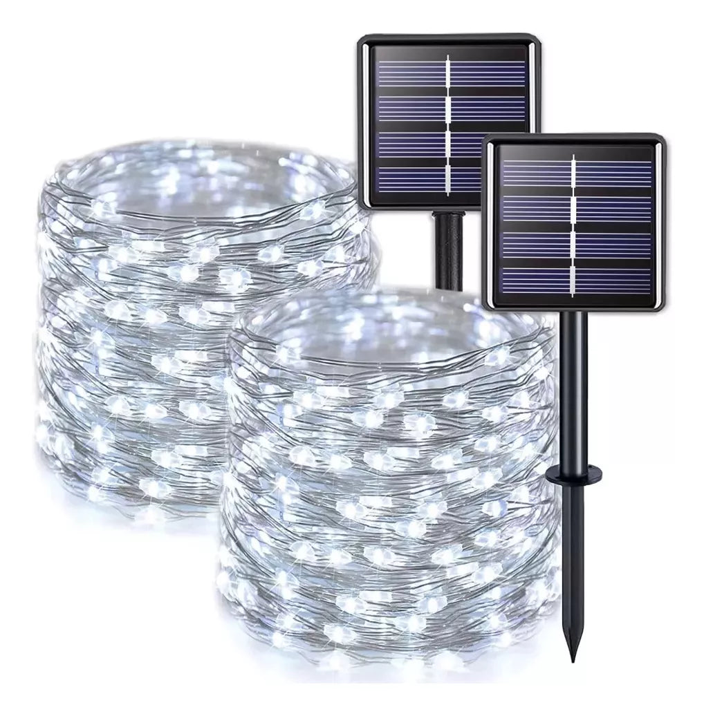 GUIRNALDA SOLAR LUCES HADA 20 METROS - PACK DE 2 / LUZ BLANCA