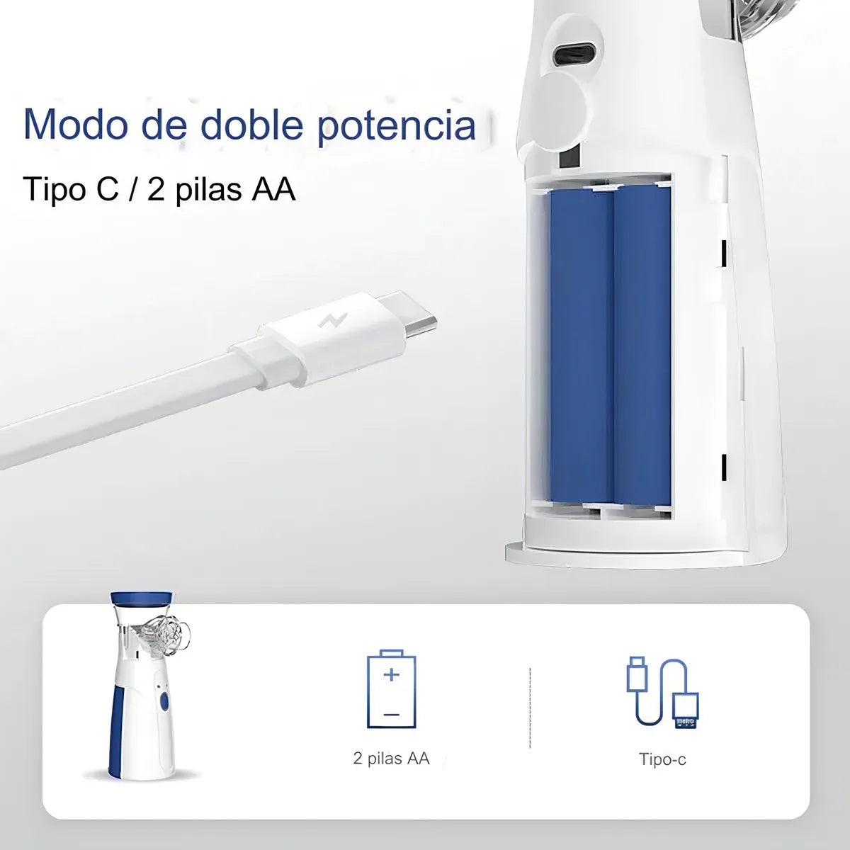 NEBULIZADOR PORTÁTIL MESH RECARGABLE PARA NIÑOS Y ADULTOS