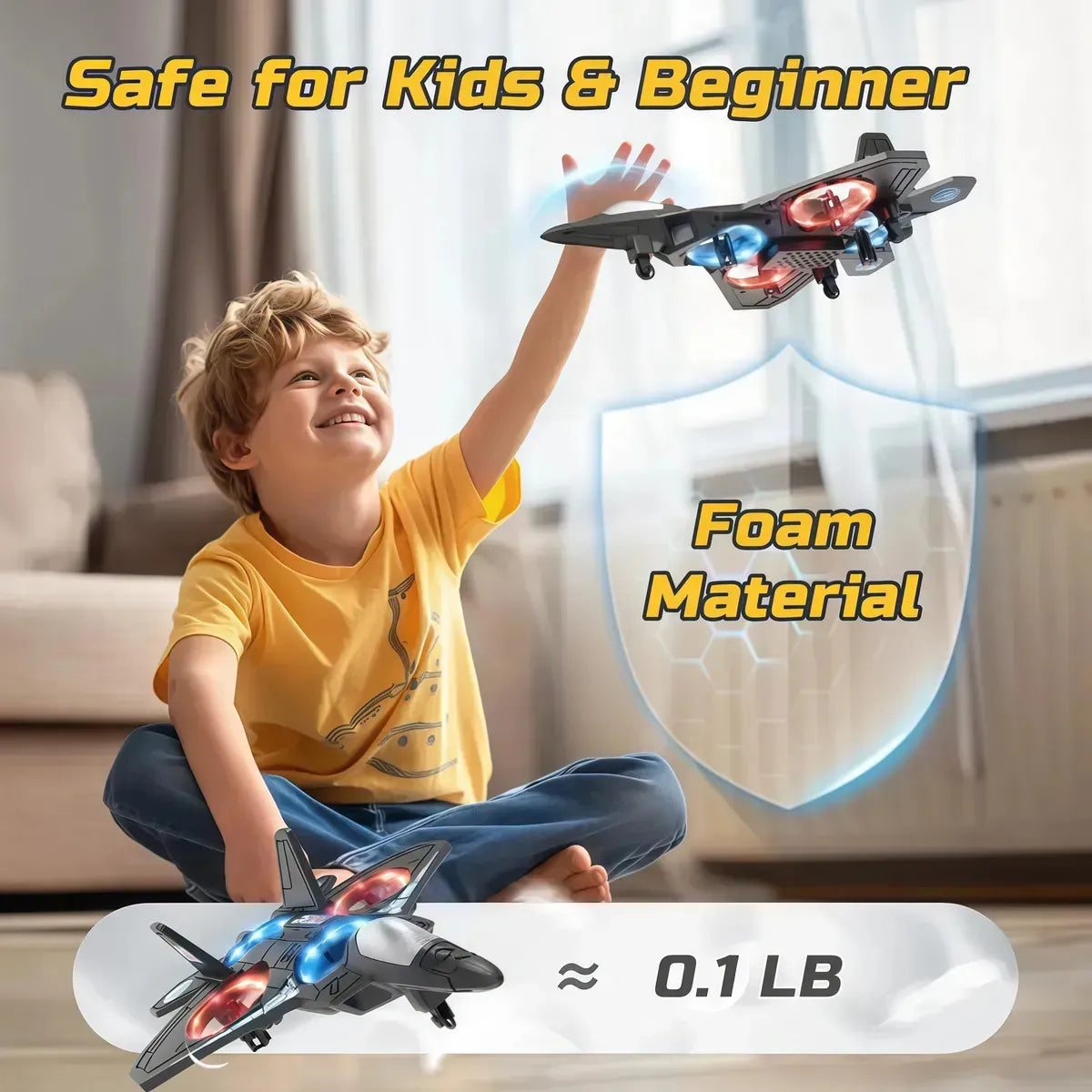 JUGUETE DRONE AVIÓN FIGHTER RC 4 HÉLICES CON LUCES LED Y CONTROL REMOTO