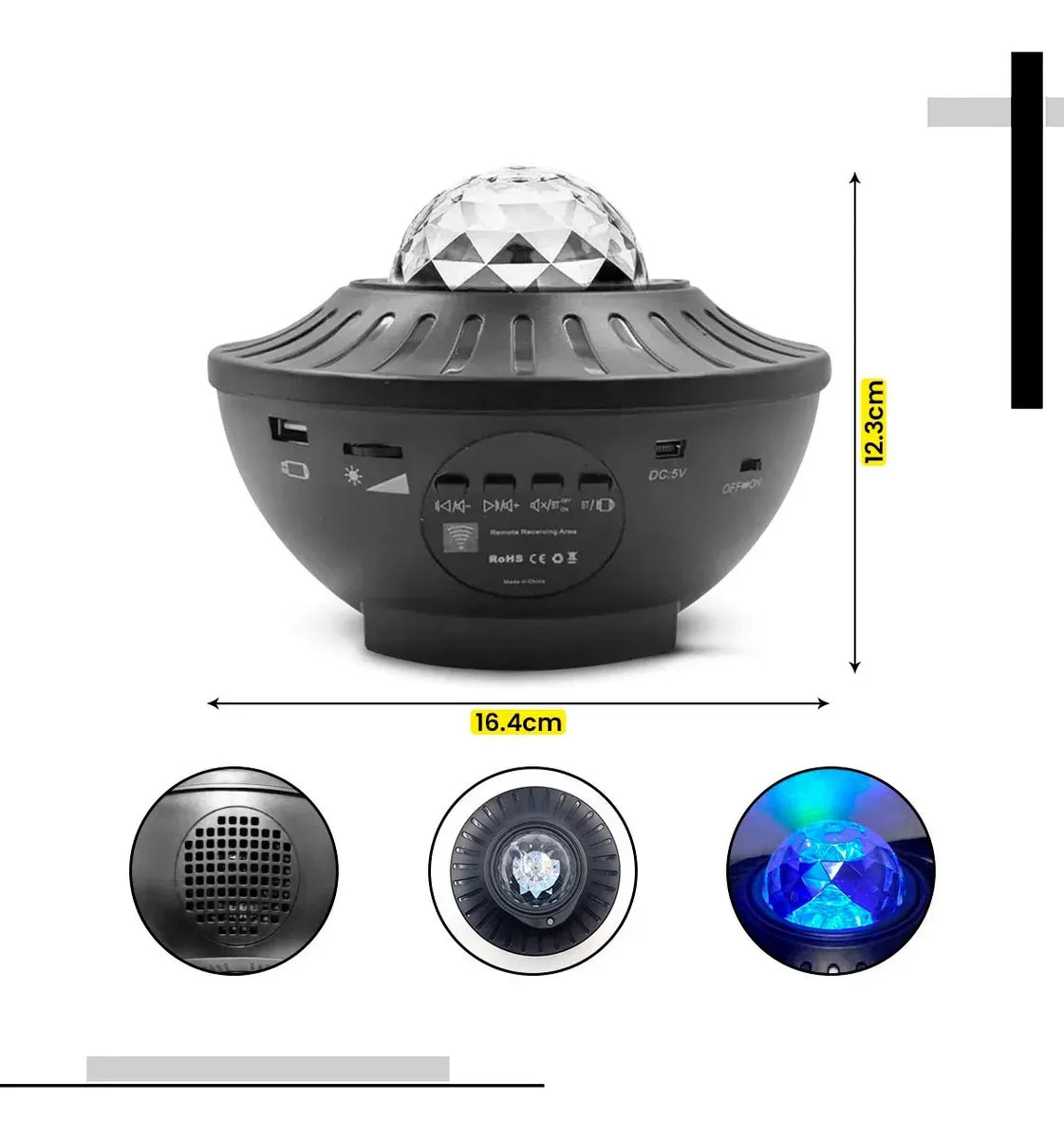 PROYECTOR GALAXIA ESTRELLAS LED CON PARLANTE BLUETOOTH