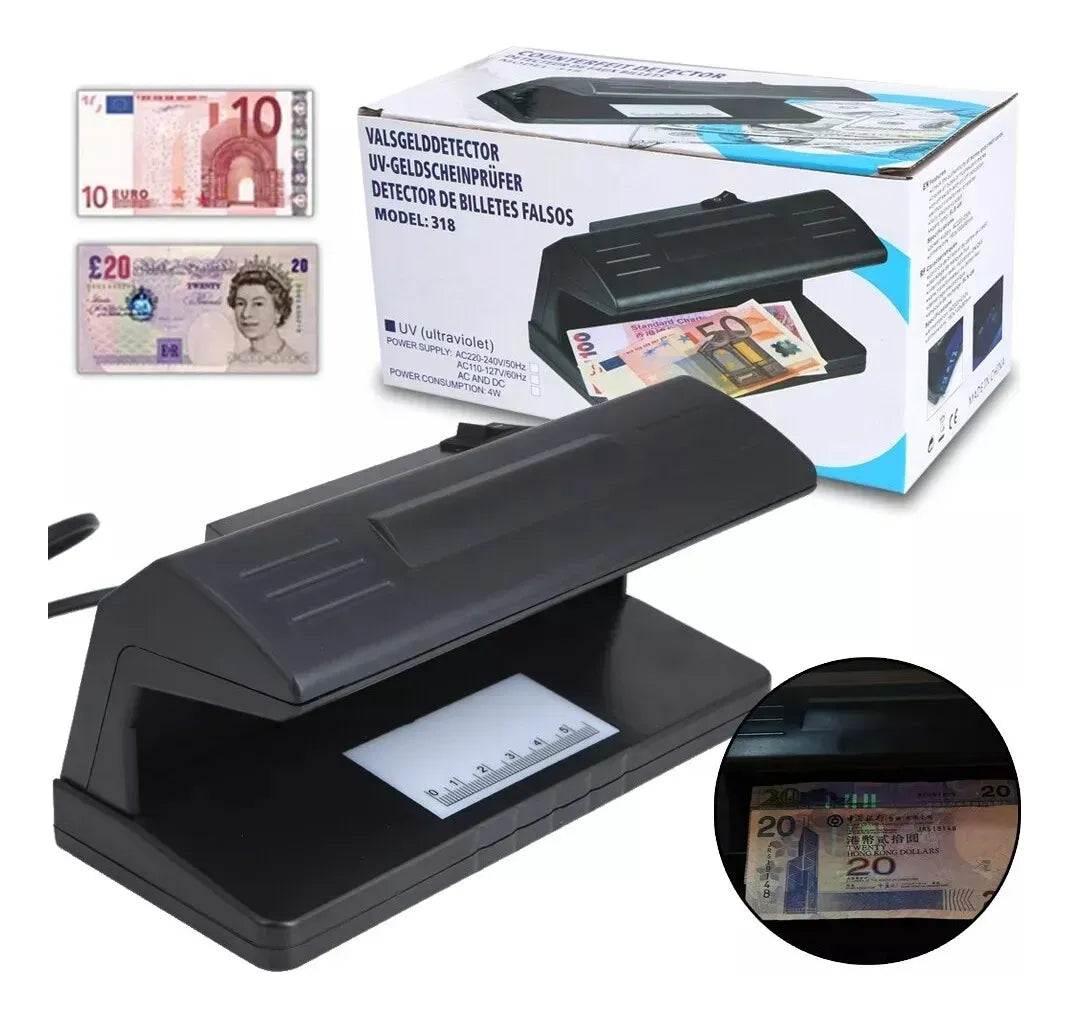DETECTOR BILLETES FALSOS UV LUZ ULTRAVIOLETA LED PORTÁTIL NEGRO