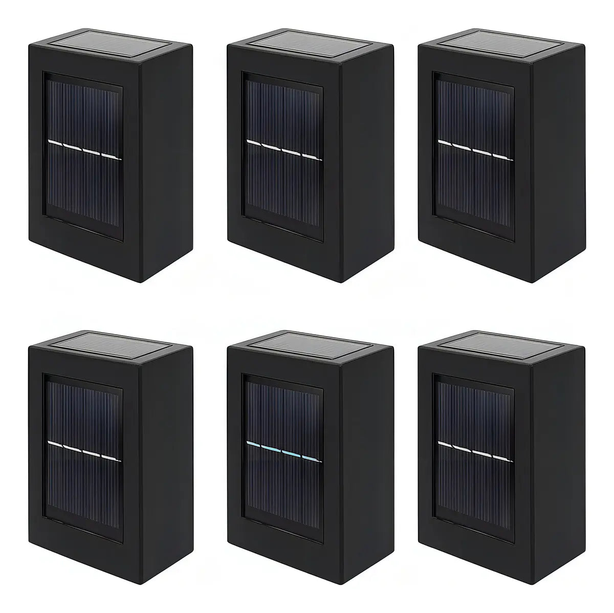 PACK 6 FOCOS APLIQUES SOLAR LED DE PARED EXTERIOR- LUZ FRÍA - NEGRO