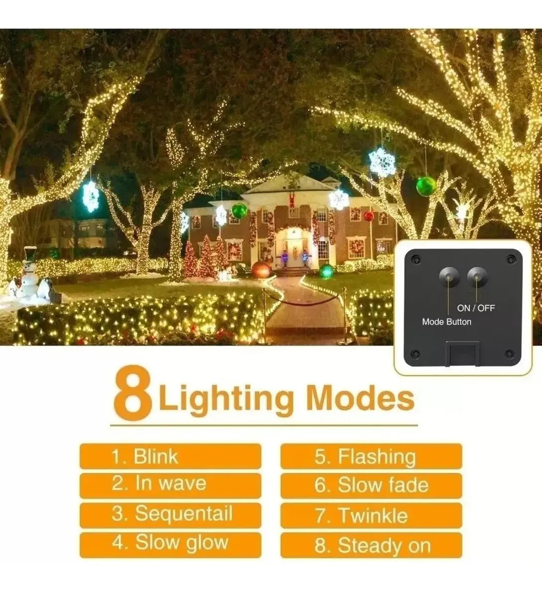 PACK X2 GUIRNALDAS SOLARES 200 LED 20M LUZ CÁLIDA EXTERIOR