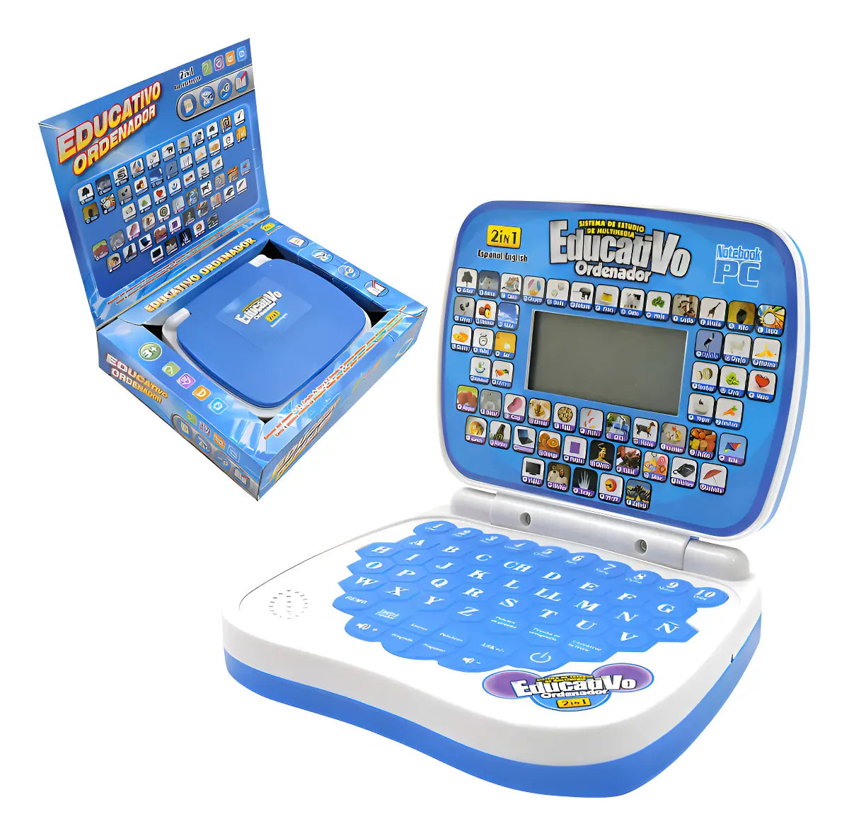 LAPTOP DE JUGUETE DIDÁCTICA EDUCATIVA CON PANTALLA- AZUL